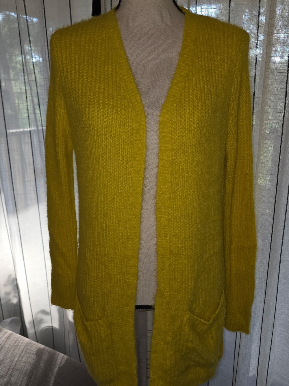 Miracle Bright Yellow Open-Front Fuzzy Cardigan